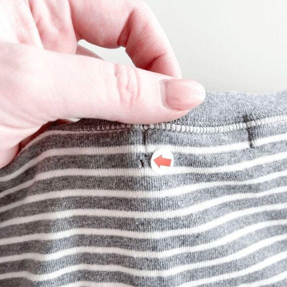 Lauren Ralph Lauren Women's Sweater Striped Faux Suede Elbow Patch Gray White Sm - Picture 8 of 8